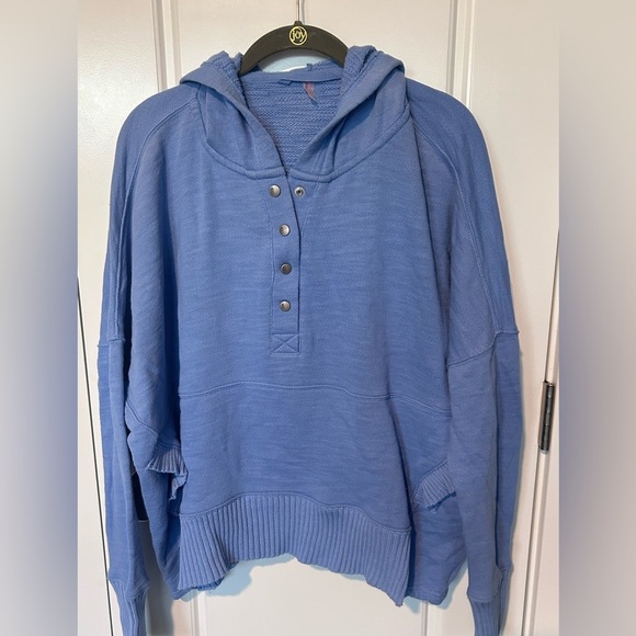 FREE PEOPLE FP Movement Solid Honey Dove Hoodie Pullover Size Medium Blue - Picture 2 of 5